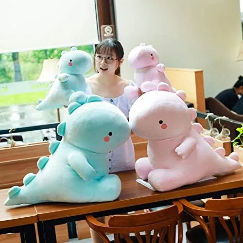 Cute Dinosaur Plush Toys, Fat Dinosaur Stuffed Animals Dolls, Soft Plush Dino Plushie, Birthday Gifts for Kids Girls Boys Pink 12 inch