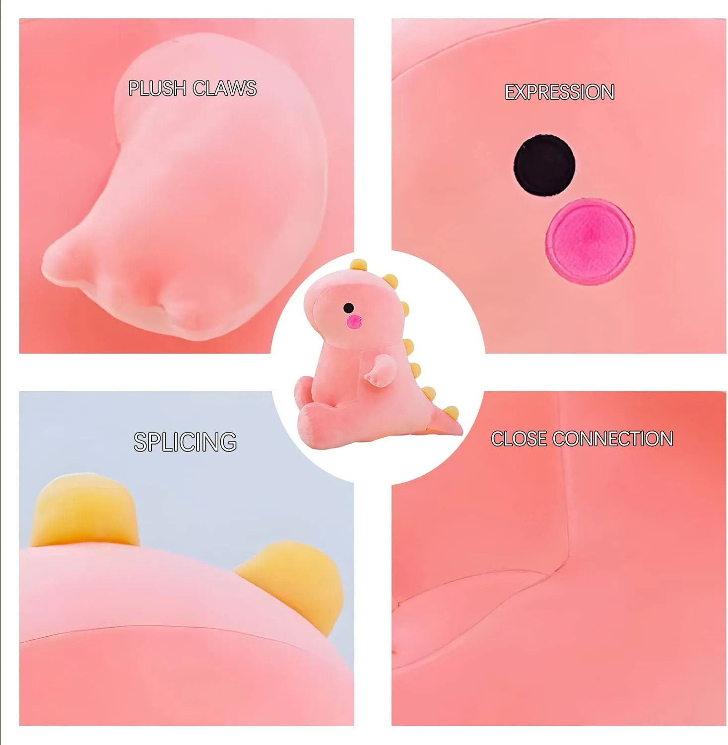 Cute Dinosaur Plush Toys, Fat Dinosaur Stuffed Animals Toys Dolls, Dinosaur Plush Toy Soft Stuffed Animal Dino Plushies Doll Cute Birthday Gifts for Kids Girls Boys (Pink,13in)