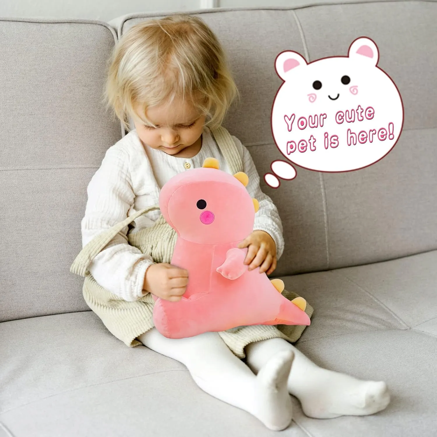 Cute Dinosaur Plush Toys, Fat Dinosaur Stuffed Animals Toys Dolls, Dinosaur Plush Toy Soft Stuffed Animal Dino Plushies Doll Cute Birthday Gifts for Kids Girls Boys (Pink,13in)
