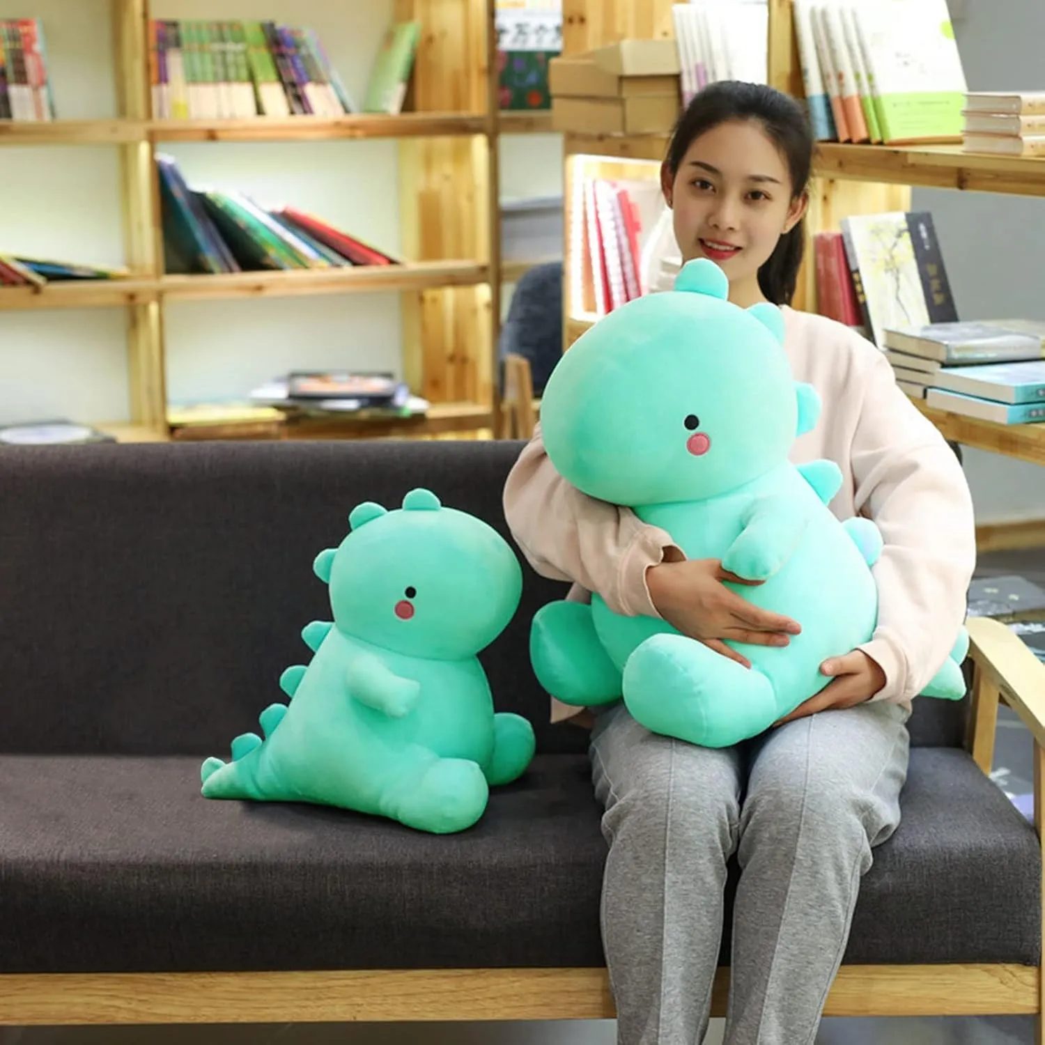 Cute Dinosaur Plush Toys, Fat Dinosaur Stuffed Animals Toys Dolls, Soft Plush Stuffed Animal Dino Plushie, Birthday Gifts for Kids Girls Boys Light Blue 20 inch
