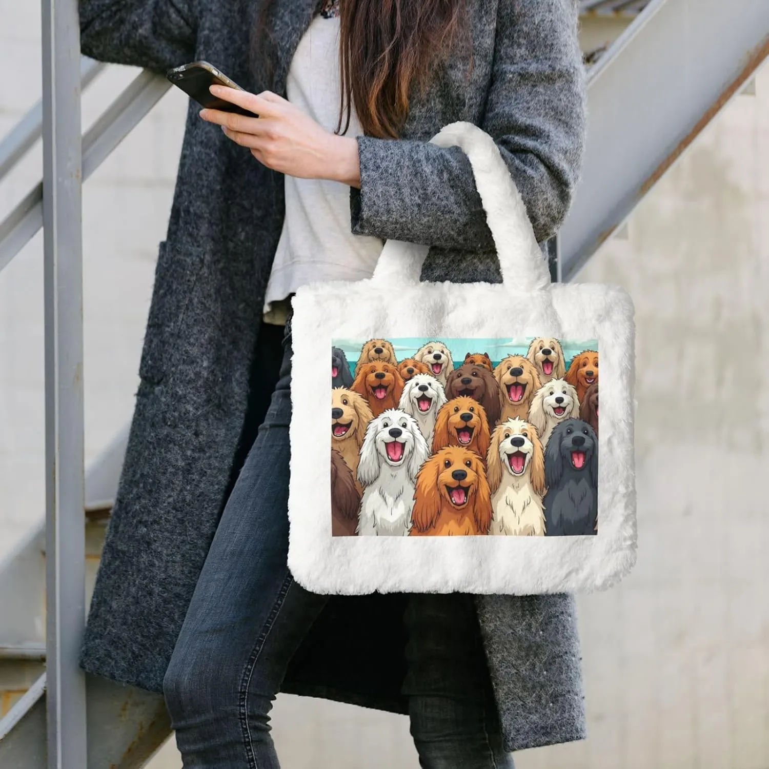 Cute Fuzzy Purse Fluffy Shoulder Bag Plush Furry Tote Bag Aesthetic Purse