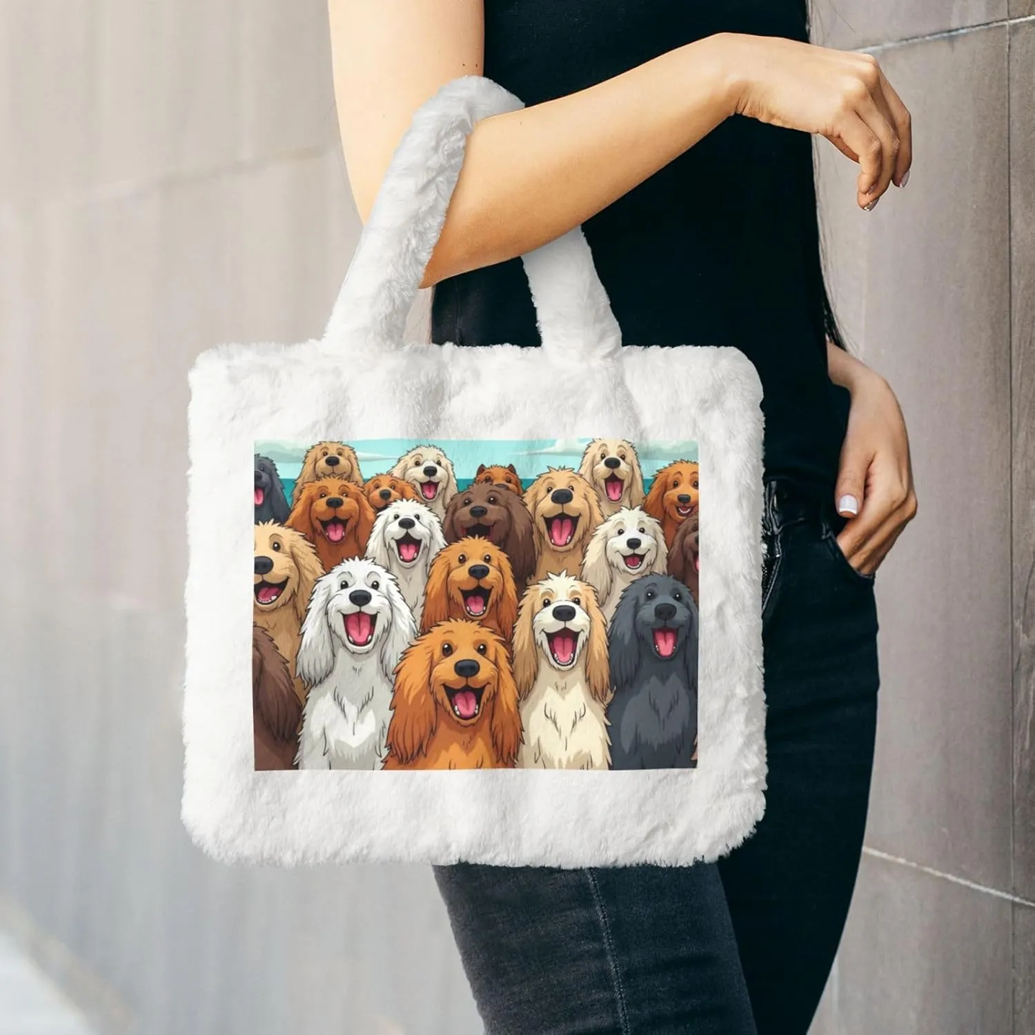 Cute Fuzzy Purse Fluffy Shoulder Bag Plush Furry Tote Bag Aesthetic Purse