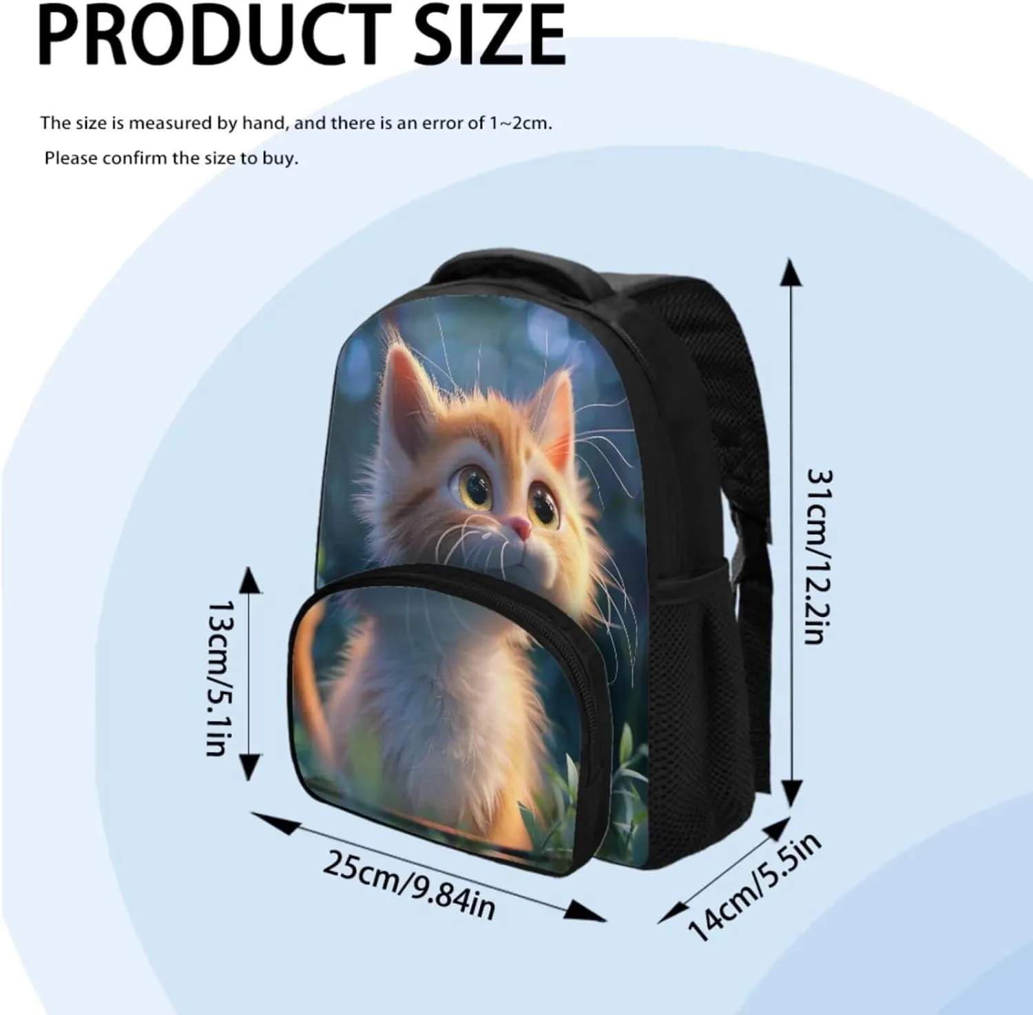 Cute Kitten Backpack for 1st Grade Boy Backpack and Lunch Box Set School Supplies Middle-School Elementary Bookbags Shoulder Bag with Adjustable Strap Durable and Lightweight,Easy To Clean