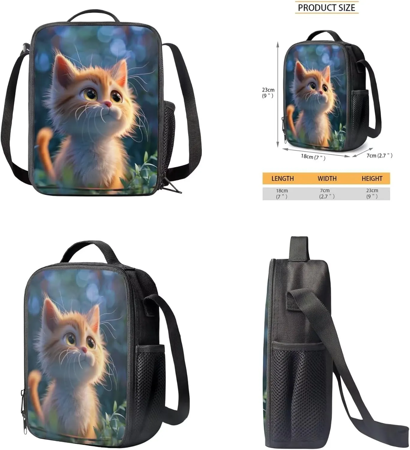 Cute Kitten Backpack for 1st Grade Boy Backpack and Lunch Box Set School Supplies Middle-School Elementary Bookbags Shoulder Bag with Adjustable Strap Durable and Lightweight,Easy To Clean