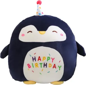 Cute Penguin Plush Stuffed Animal Soft Happy Birthday Plushies Pillow Toy Gifts for Boys and Girls Home Decor