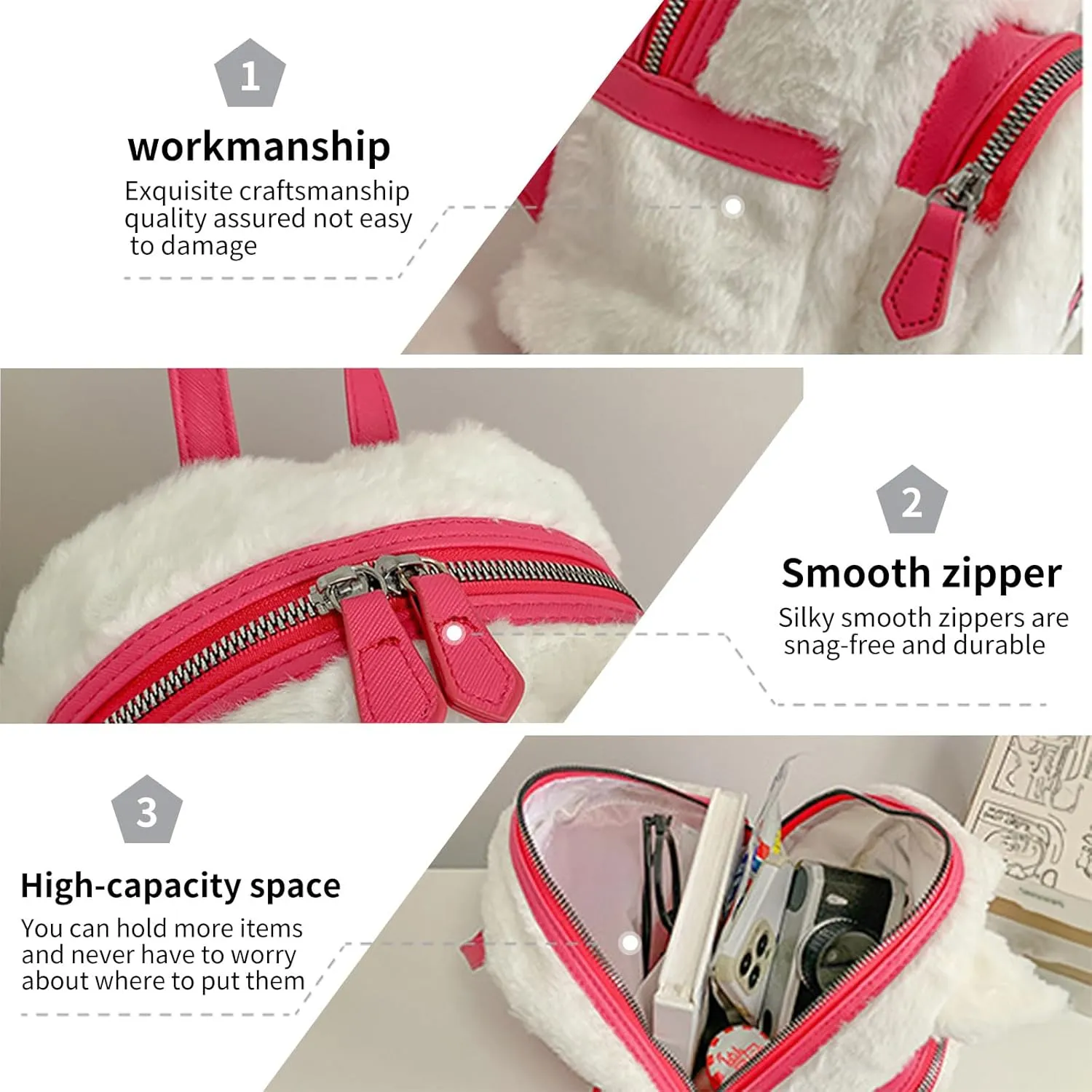 Cute Plush Backpack, Mini Cartoon Double Strap Shoulder Bag, Soft Fluffy Casual Backpack for Women, Best Gifts for Her