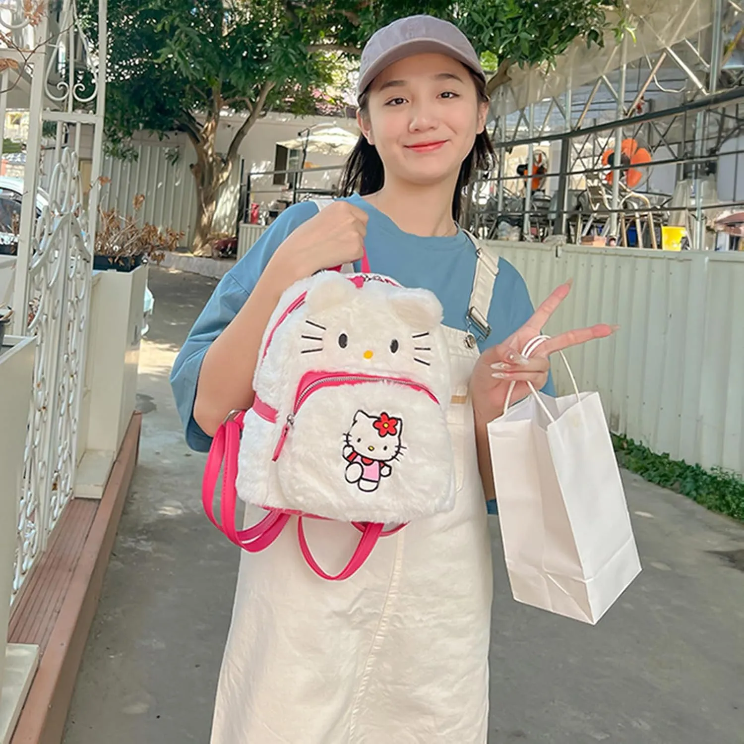 Cute Plush Backpack, Mini Cartoon Double Strap Shoulder Bag, Soft Fluffy Casual Backpack for Women, Best Gifts for Her