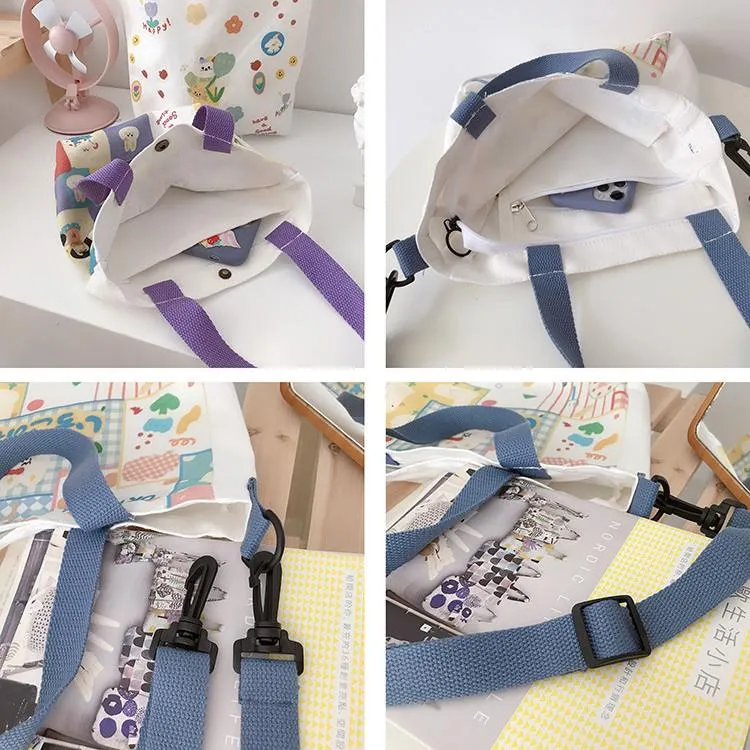 Cute Printed Illustration Canvas Bag