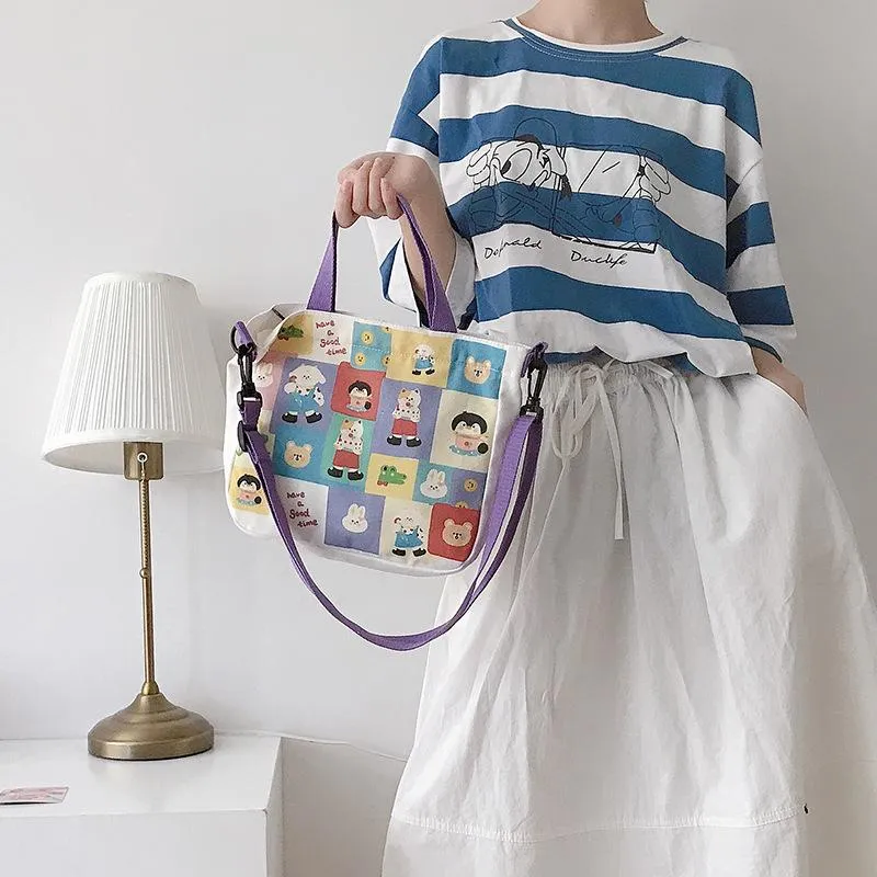Cute Printed Illustration Canvas Bag