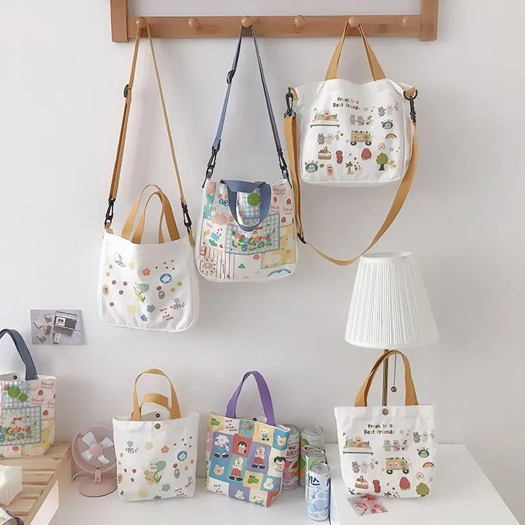 Cute Printed Illustration Canvas Bag