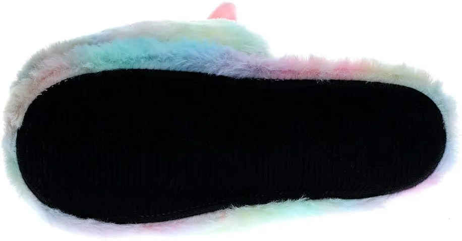 Cute Rainbow Llama Plush Slippers | Alpaca Plush Home Shoes | Fluffy Girls Slippers
