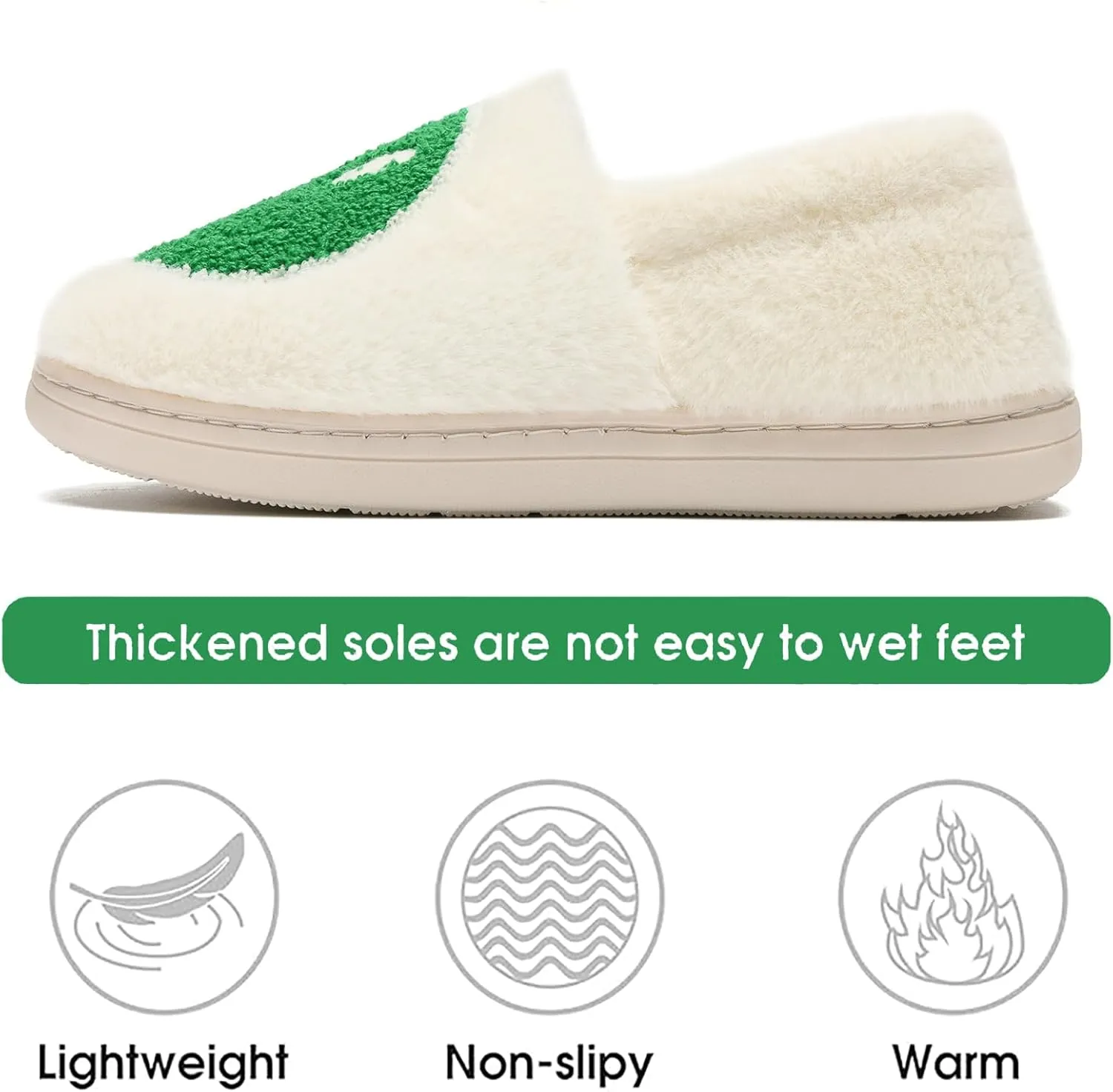 Cute Smile Face Slippers for Girls Boys,Soft Plush Non-Slip House Kids Slippers with Memory Foam Warm Cartoon Happy face Shoes for Indoor Outdoor