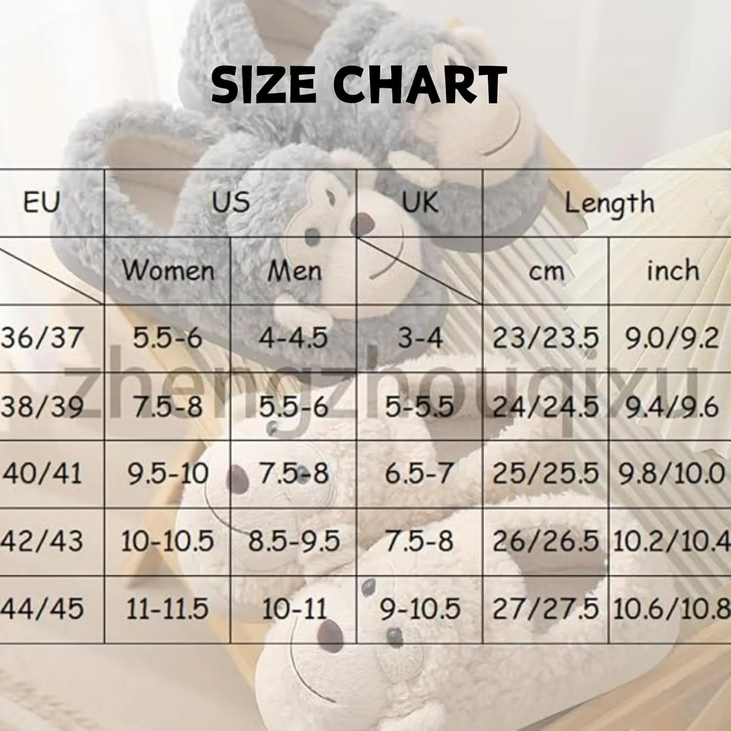 Cute Warm Non-slip Fuzzy Monkey House Slippers for Women & Men - Winter Cartoon Fuzzy Cotton Shoes