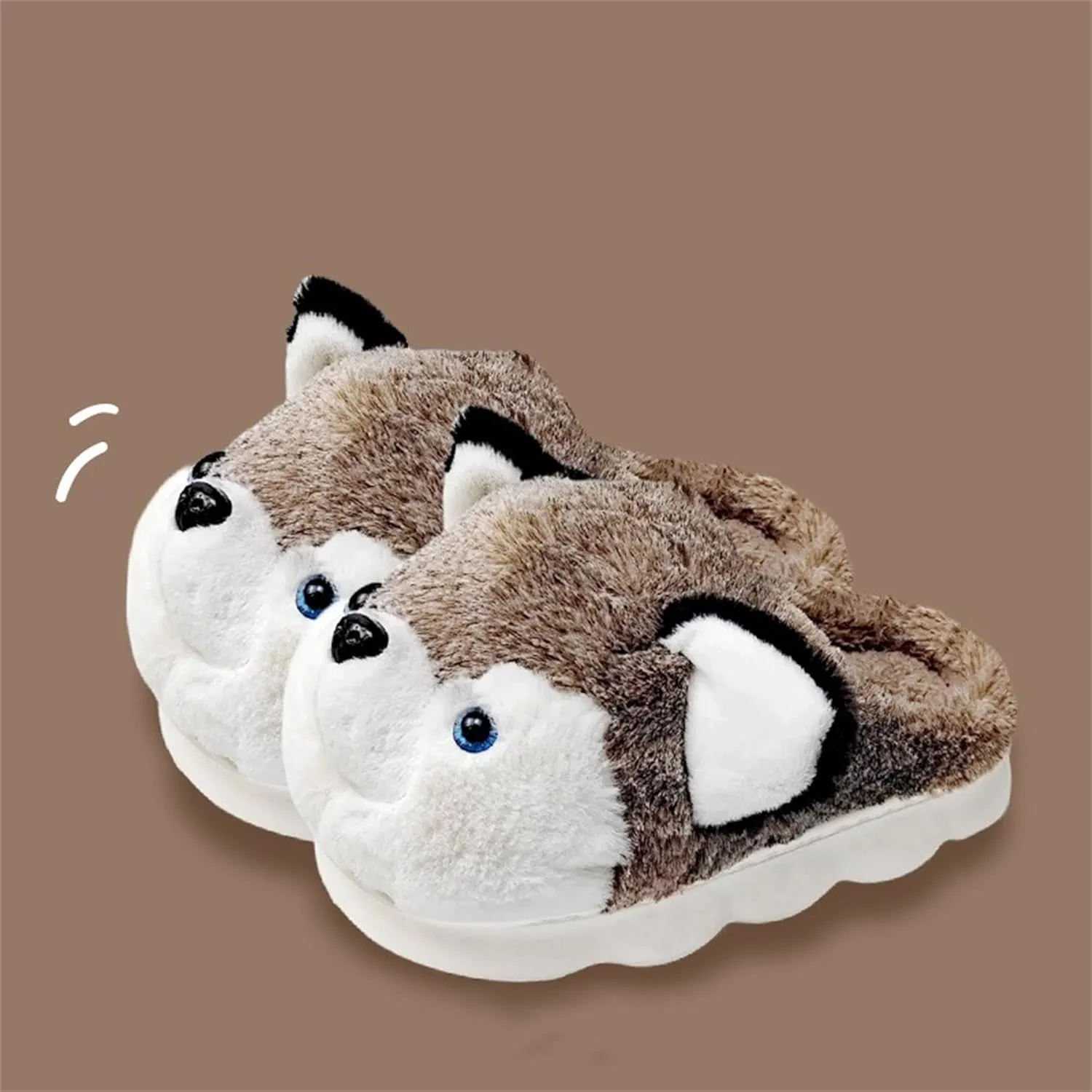 Cute Women's Cartoon Animal Dog Slippers - Warm & Furry, Perfect for Winter & Home
