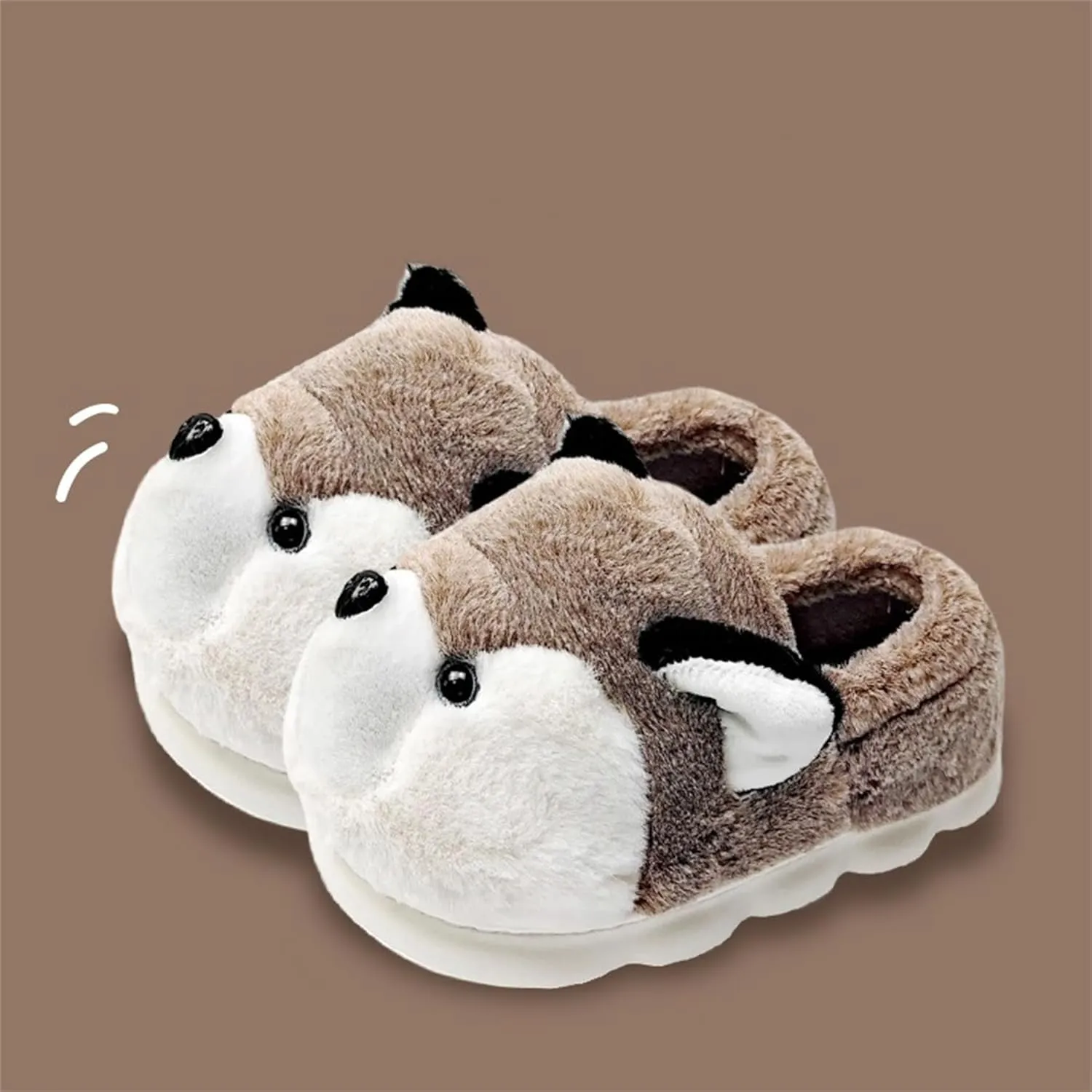 Cute Women's Cartoon Animal Dog Slippers - Warm & Furry, Perfect for Winter & Home