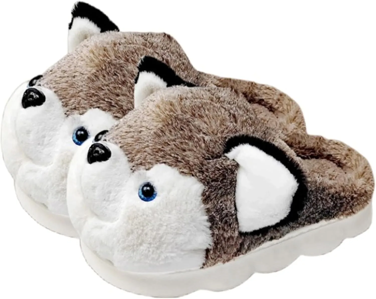 Cute Women's Cartoon Animal Dog Slippers - Warm & Furry, Perfect for Winter & Home