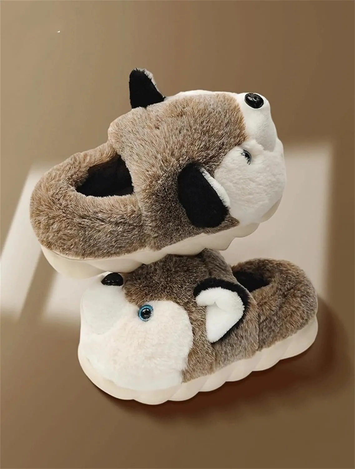 Cute Women's Cartoon Animal Dog Slippers - Warm & Furry, Perfect for Winter & Home