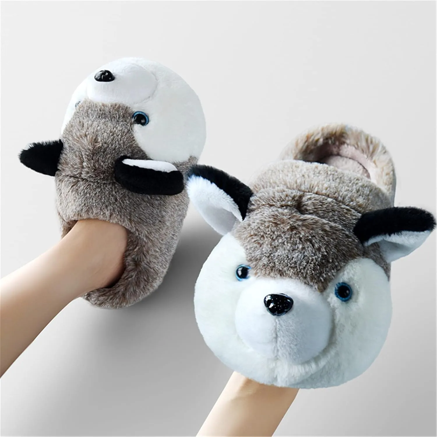 Cute Women's Cartoon Animal Dog Slippers - Warm & Furry, Perfect for Winter & Home
