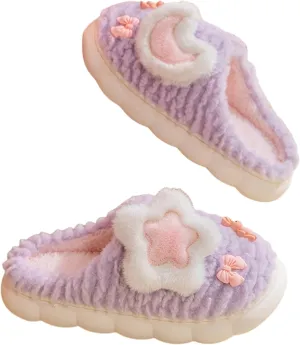 Cute Women's Star Plush Slippers - Warm Indoor & Outdoor Slippers