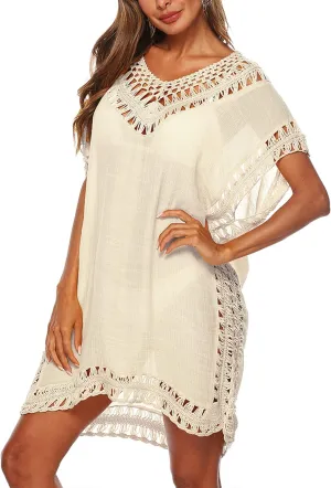 Cysincos Womens Swimsuit Cover Up Hollow Out Swimwear Beach Bathing Suit Bikini Coverups