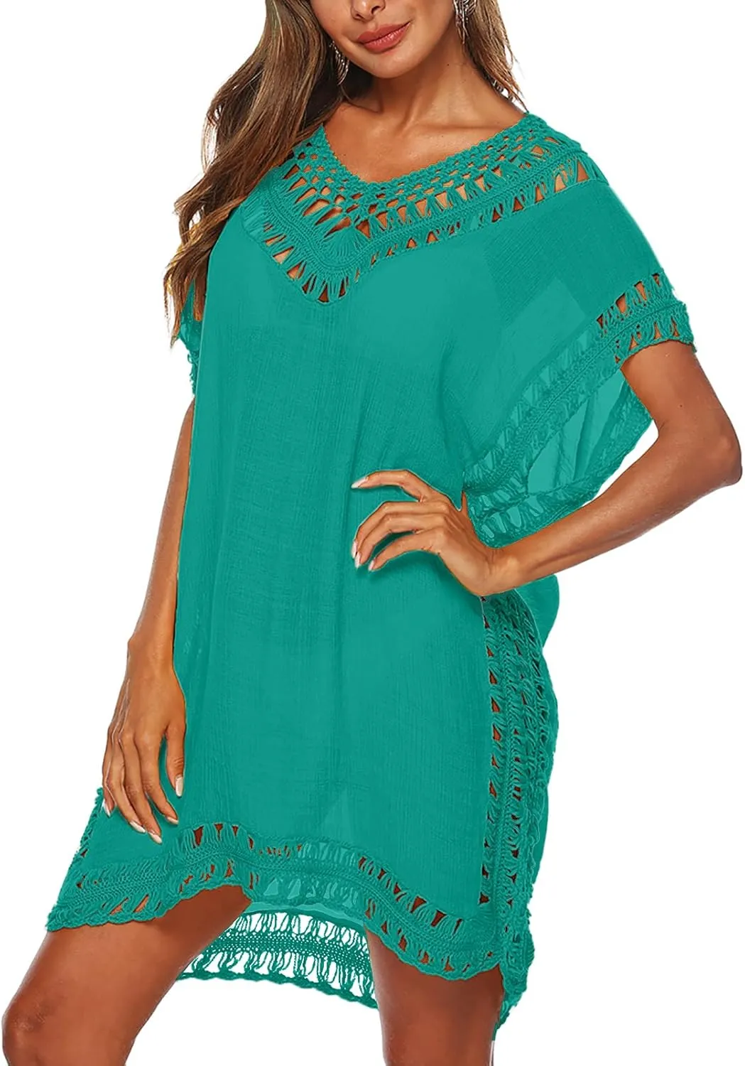 Cysincos Womens Swimsuit Cover Up Hollow Out Swimwear Beach Bathing Suit Bikini Coverups