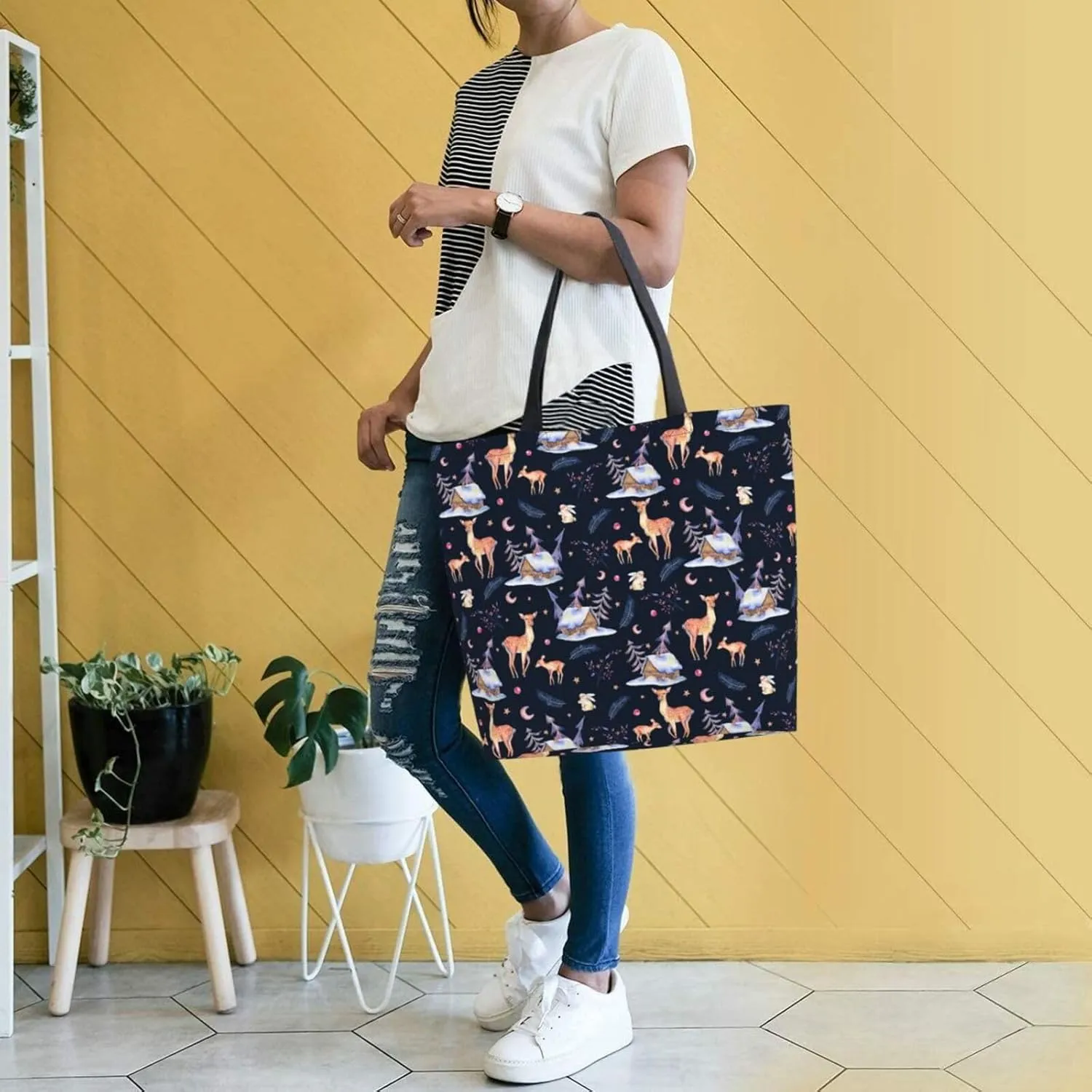 dark skulls Reusable Grocery bags Big Capacity Shopping Bag Canvas Shoulder Tote Handbag for Women Girls