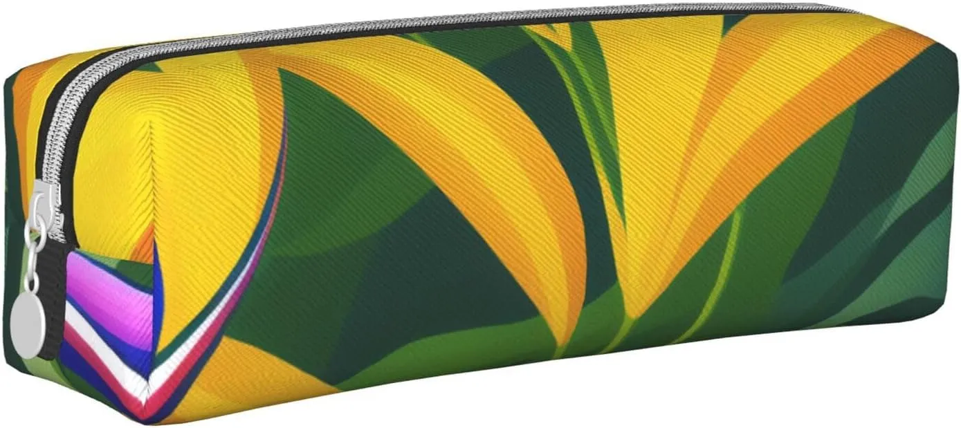 Day Lily Print Patterns Pencil Case Pu Leather Cute Small Pencil Case Pencil Pouch Storage Bag With Zipper