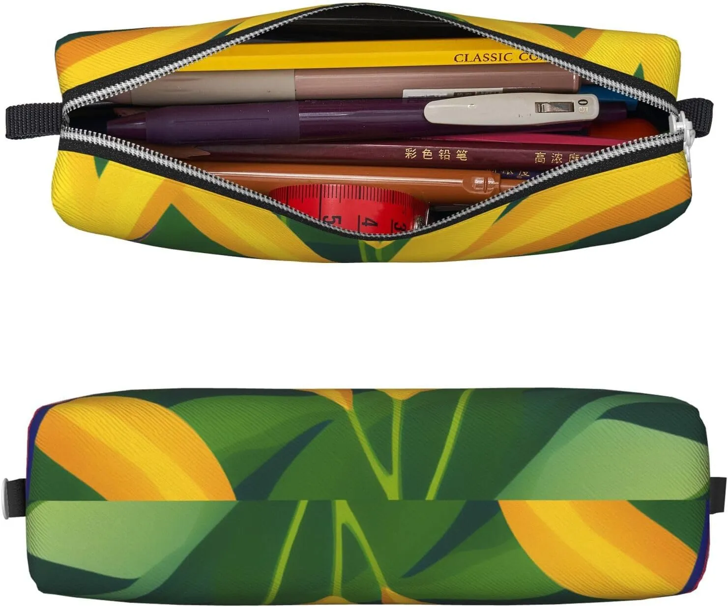 Day Lily Print Patterns Pencil Case Pu Leather Cute Small Pencil Case Pencil Pouch Storage Bag With Zipper
