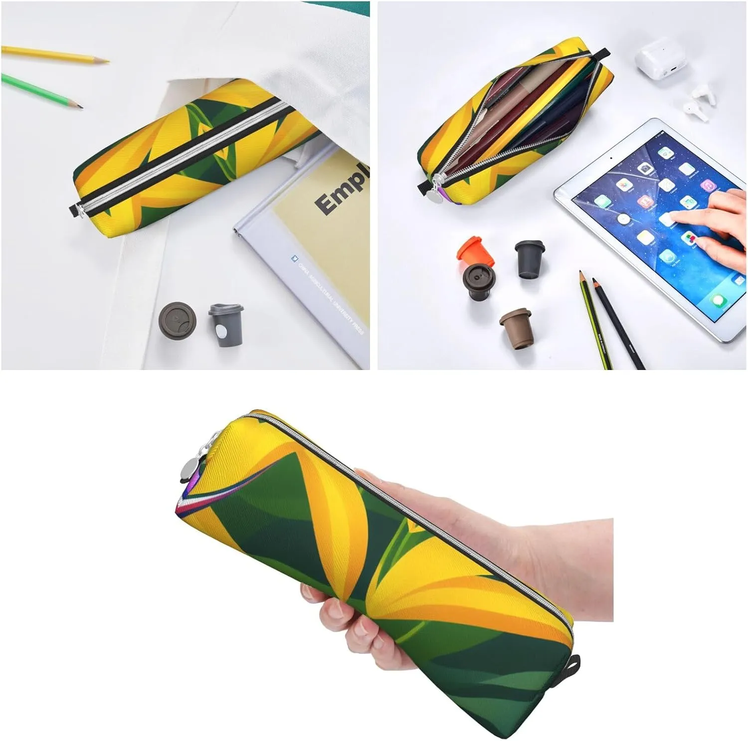 Day Lily Print Patterns Pencil Case Pu Leather Cute Small Pencil Case Pencil Pouch Storage Bag With Zipper