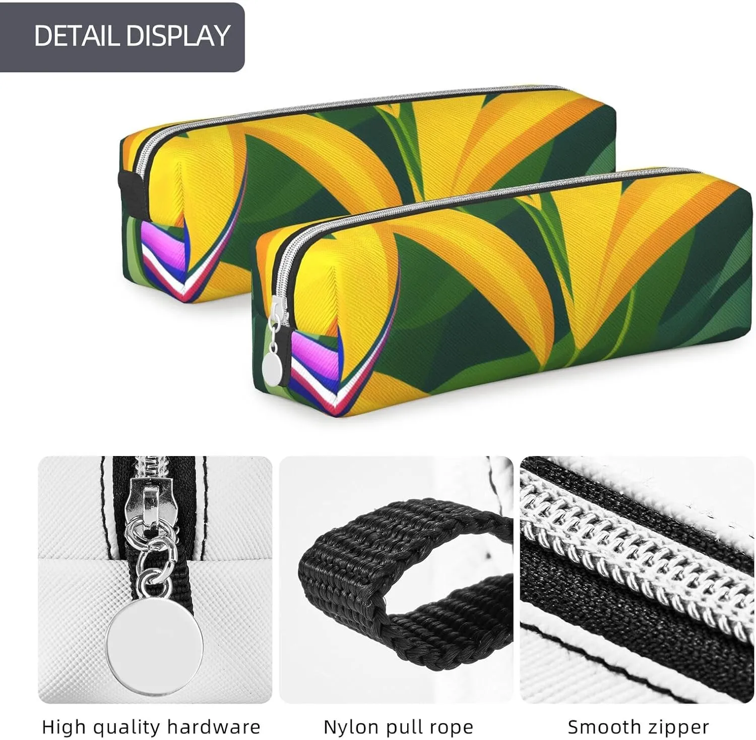 Day Lily Print Patterns Pencil Case Pu Leather Cute Small Pencil Case Pencil Pouch Storage Bag With Zipper