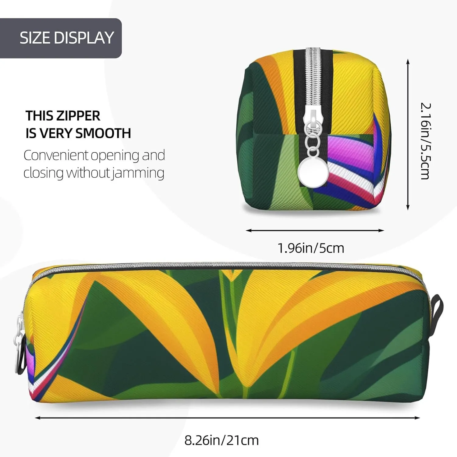 Day Lily Print Patterns Pencil Case Pu Leather Cute Small Pencil Case Pencil Pouch Storage Bag With Zipper