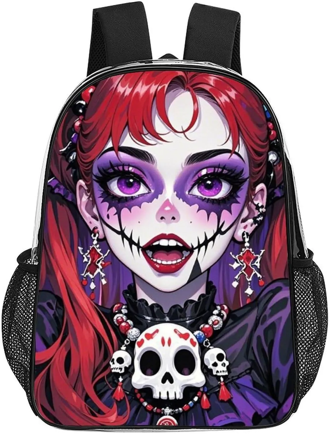 Daypack Anti-Theft Multipurpose Large Capacity Shoulder Bag - Cartoon Women Women Mystical Skull Art Travel Hiking & Camping Rucksack Transparent Bag