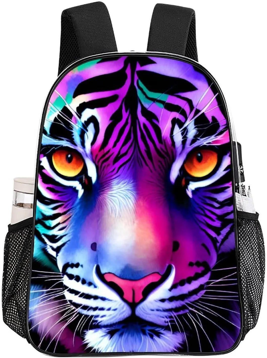 Daypack Bookbag Multipurpose Anti-Theft Big Capacity Carry On Bag - Colorful Abstract King Of The Tiger Watercolor Art Travel Hiking & Camping Rucksack Transparent Bag