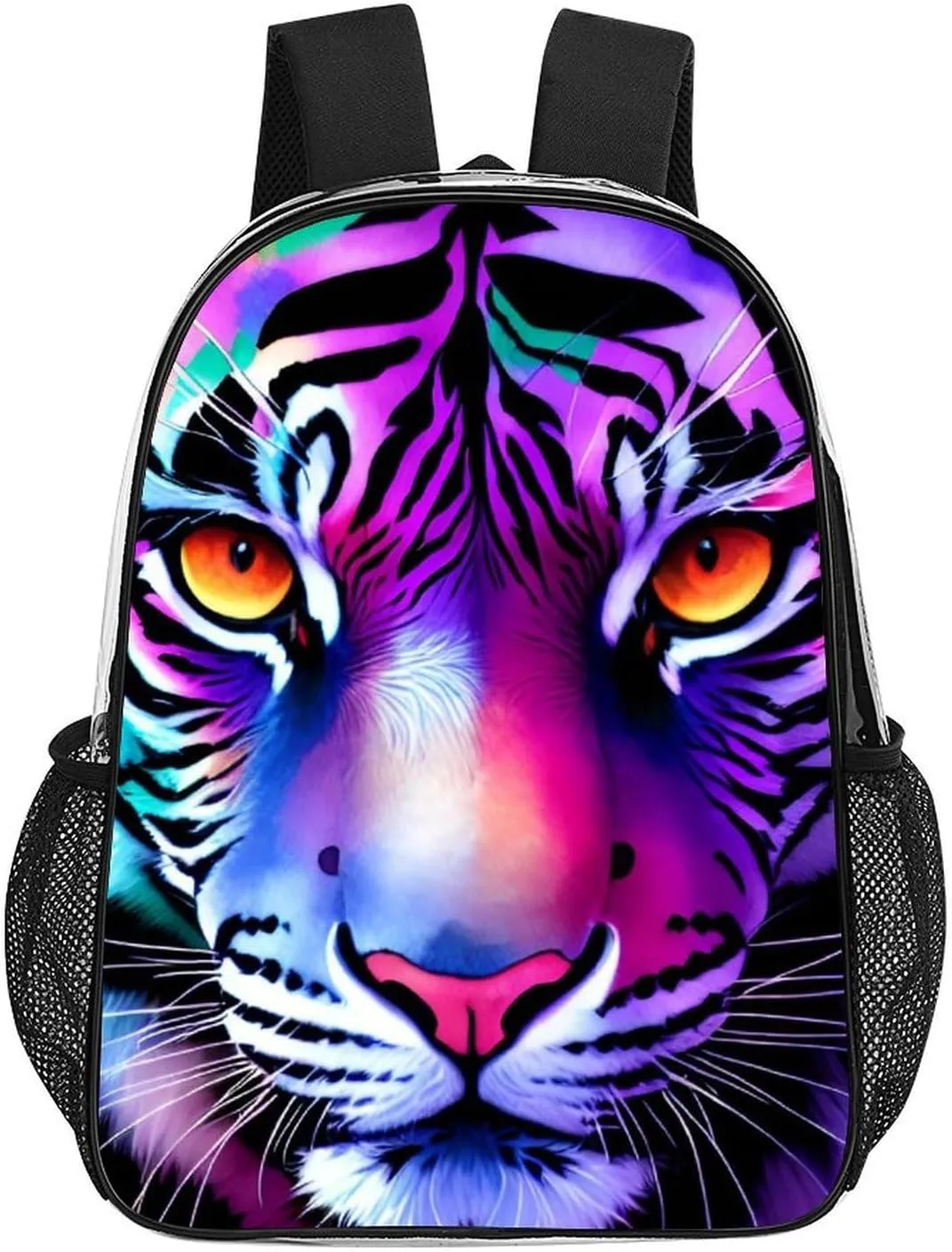 Daypack Bookbag Multipurpose Anti-Theft Big Capacity Carry On Bag - Colorful Abstract King Of The Tiger Watercolor Art Travel Hiking & Camping Rucksack Transparent Bag
