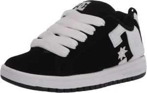 DC boys Court Graffik Skate Shoe, Black/White, 6 Big Kid US