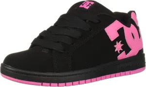 DC boys Court Graffik Youth Low Top Skate Shoe, Black/Pink, 4.5 Big Kid US