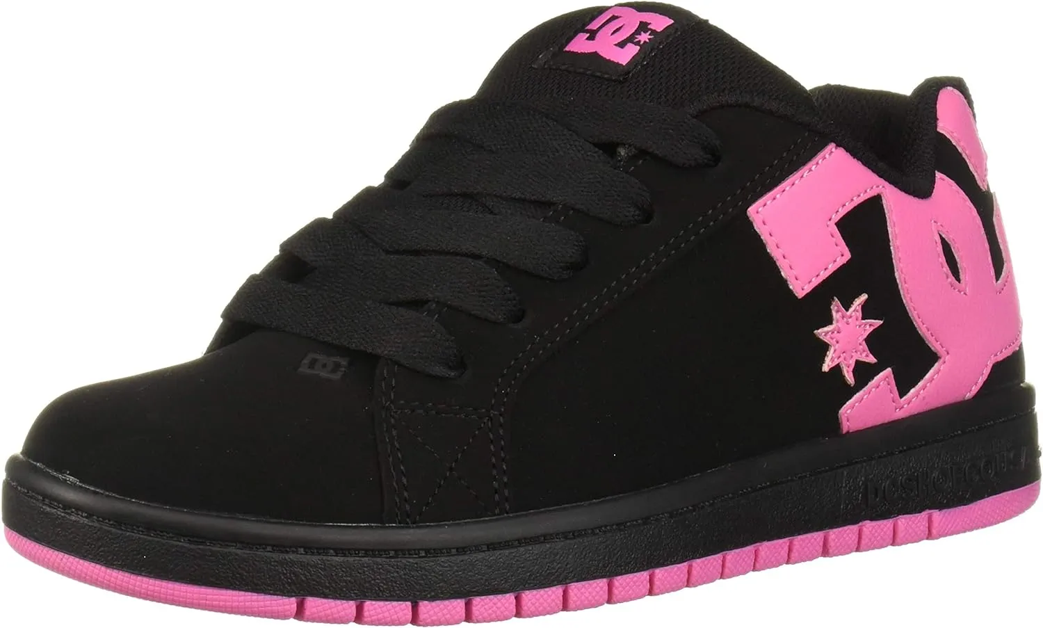 DC boys Court Graffik Youth Low Top Skate Shoe, Black/Pink, 4.5 Big Kid US