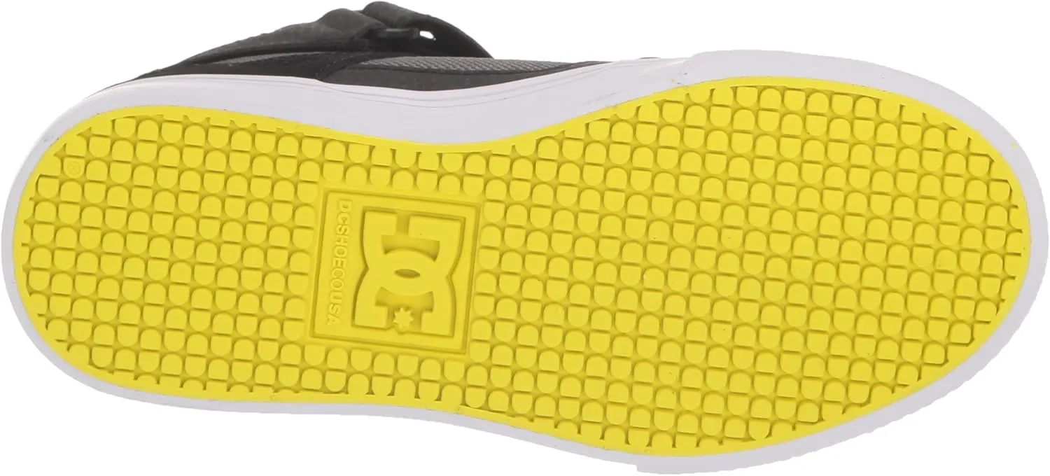 DC Boy's Pure High Top Ev Skate Shoes with Ankle Strap and Elastic Laces