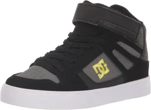 DC Boy's Pure High Top Ev Skate Shoes with Ankle Strap and Elastic Laces