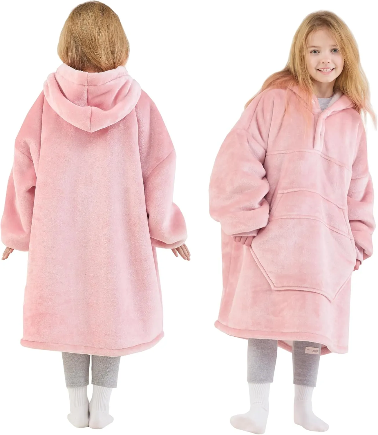 Degrees of Comfort Wearable Blanket Hoodie for Kids Teens, 6-13 YR Girls Boys, Soft & Cozy Sherpa