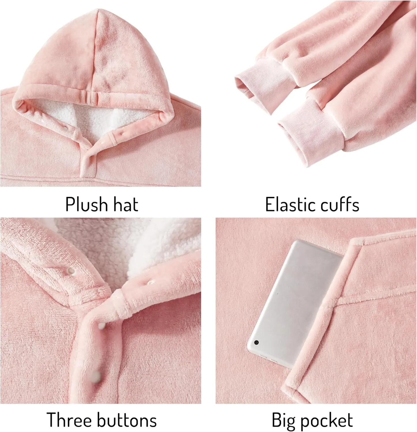 Degrees of Comfort Wearable Blanket Hoodie for Kids Teens, 6-13 YR Girls Boys, Soft & Cozy Sherpa
