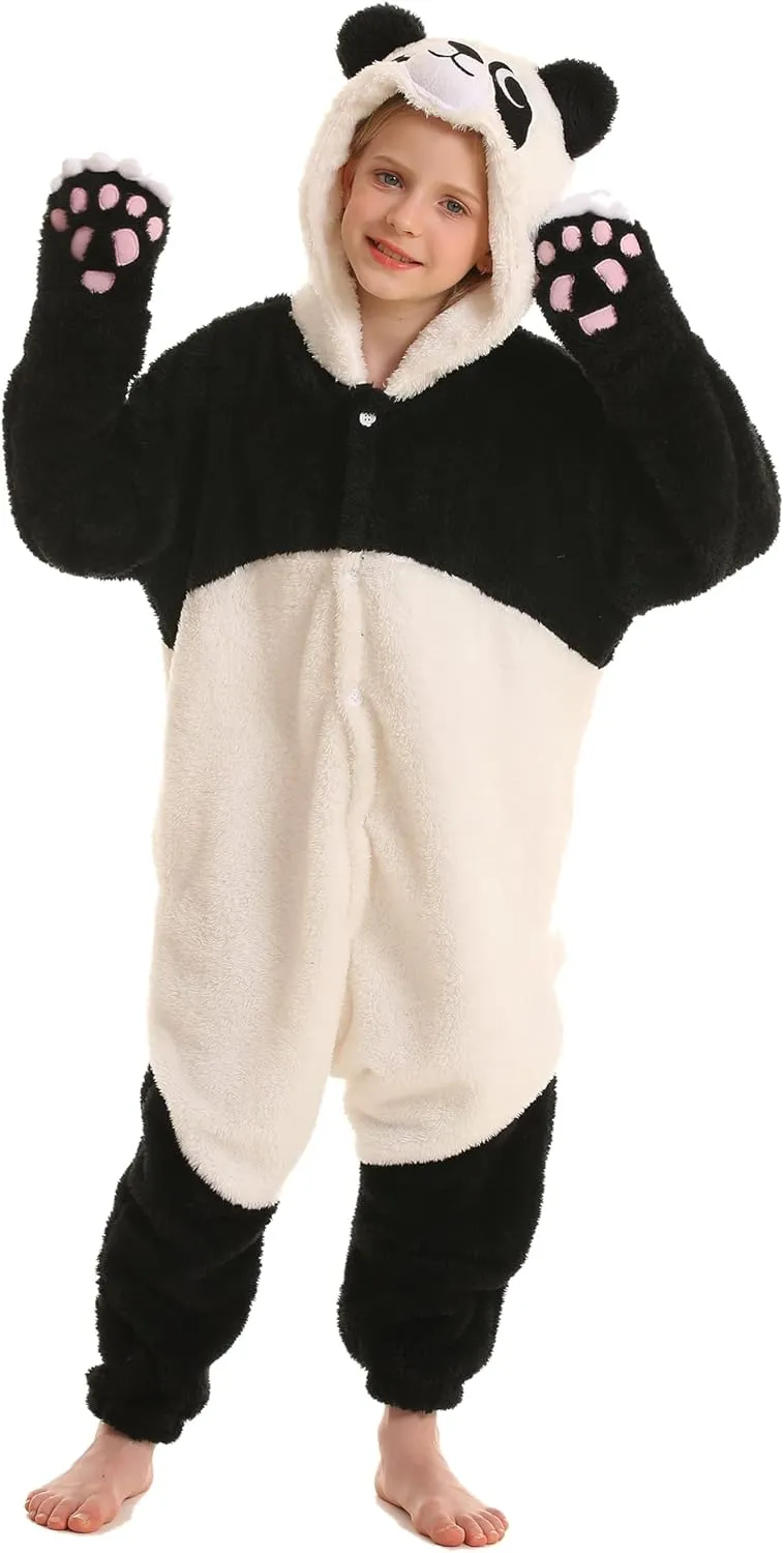 DELEY Unisex Adult Panda Onesie Pajamas, Flannel Animal One Piece Costume Sleepwear Halloween Cosplay Homewear
