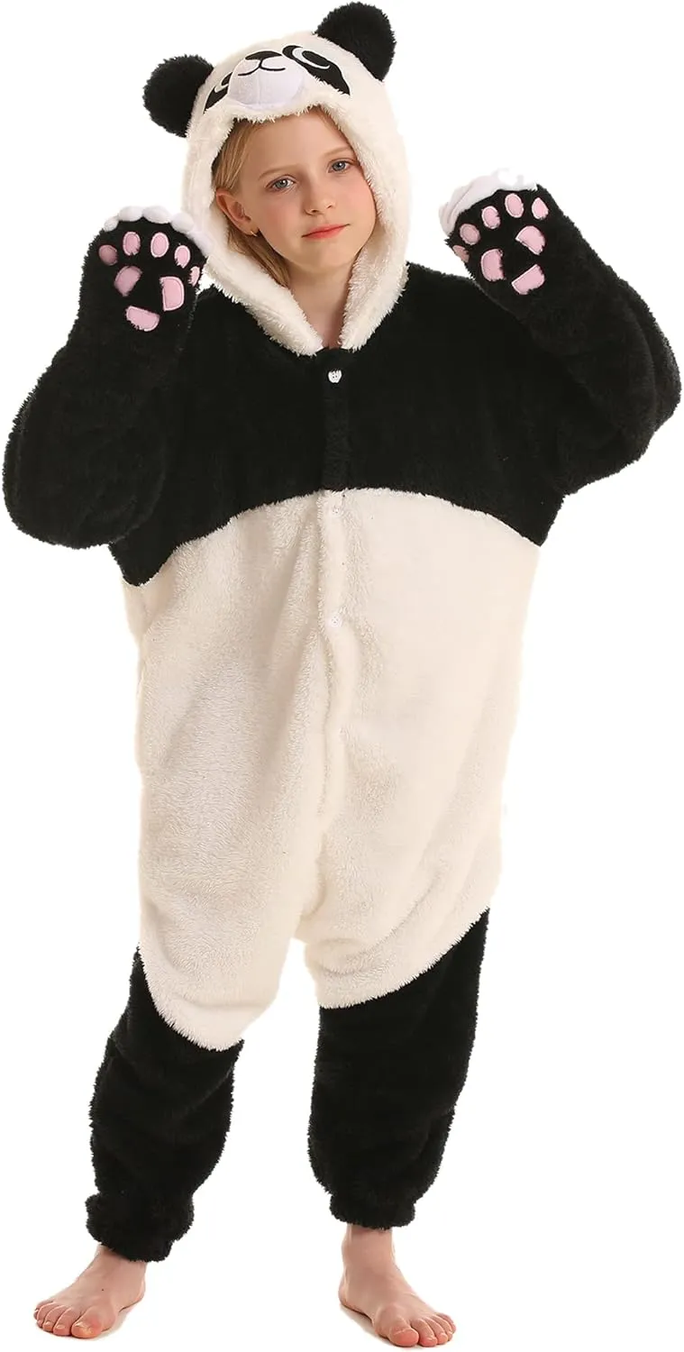 DELEY Unisex Adult Panda Onesie Pajamas, Flannel Animal One Piece Costume Sleepwear Halloween Cosplay Homewear