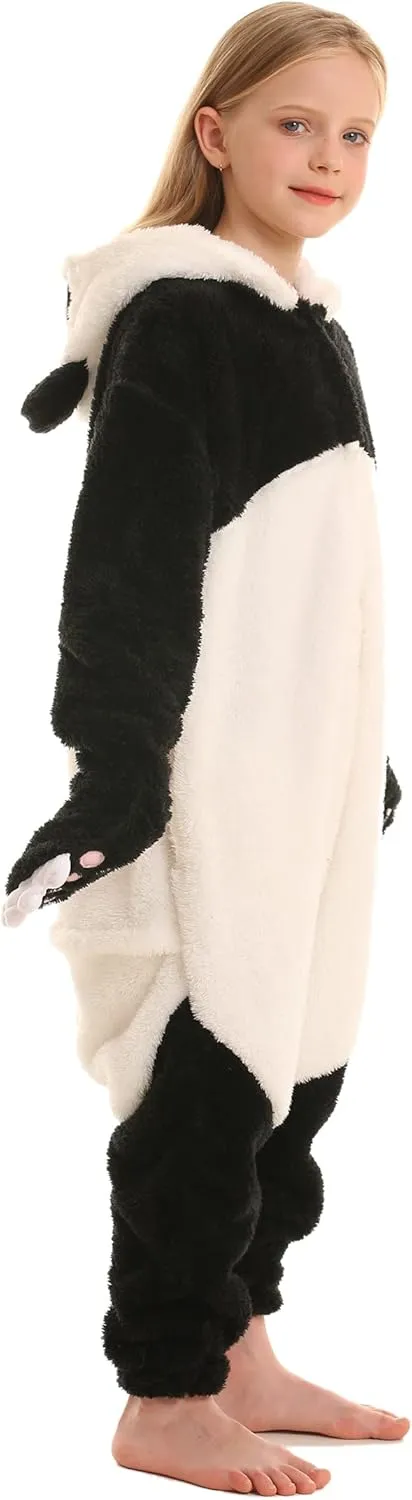 DELEY Unisex Adult Panda Onesie Pajamas, Flannel Animal One Piece Costume Sleepwear Halloween Cosplay Homewear