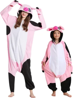 DELEY Unisex Kid Pig Onesie, One Piece Aniamal Pajamas, Halloween Cosplay Costume Homewear Jumpsuit