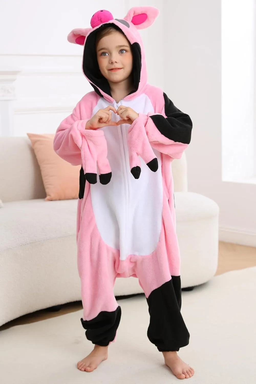 DELEY Unisex Kid Pig Onesie, One Piece Aniamal Pajamas, Halloween Cosplay Costume Homewear Jumpsuit