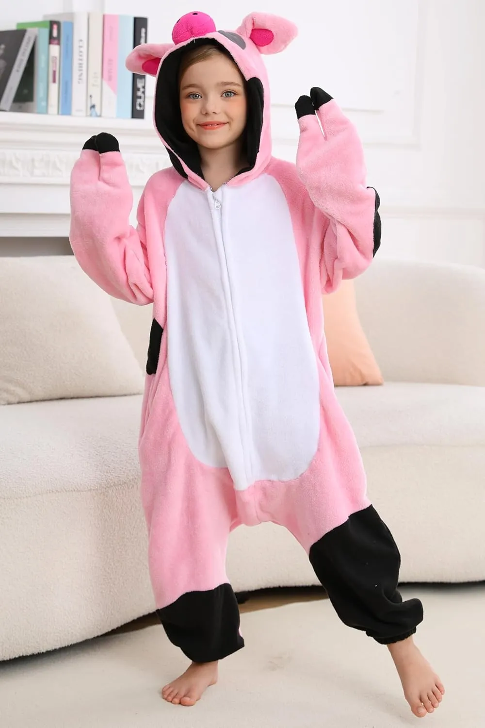 DELEY Unisex Kid Pig Onesie, One Piece Aniamal Pajamas, Halloween Cosplay Costume Homewear Jumpsuit
