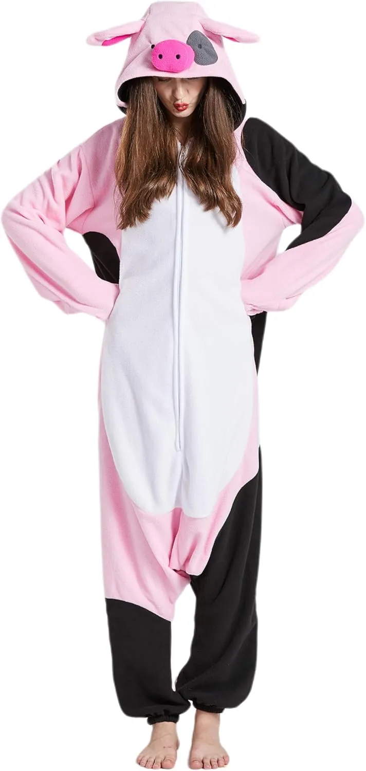 DELEY Unisex Kid Pig Onesie, One Piece Aniamal Pajamas, Halloween Cosplay Costume Homewear Jumpsuit