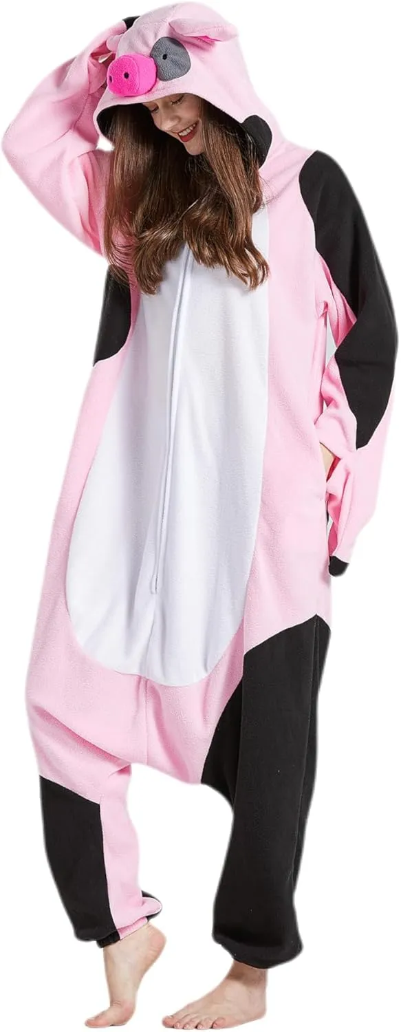 DELEY Unisex Kid Pig Onesie, One Piece Aniamal Pajamas, Halloween Cosplay Costume Homewear Jumpsuit