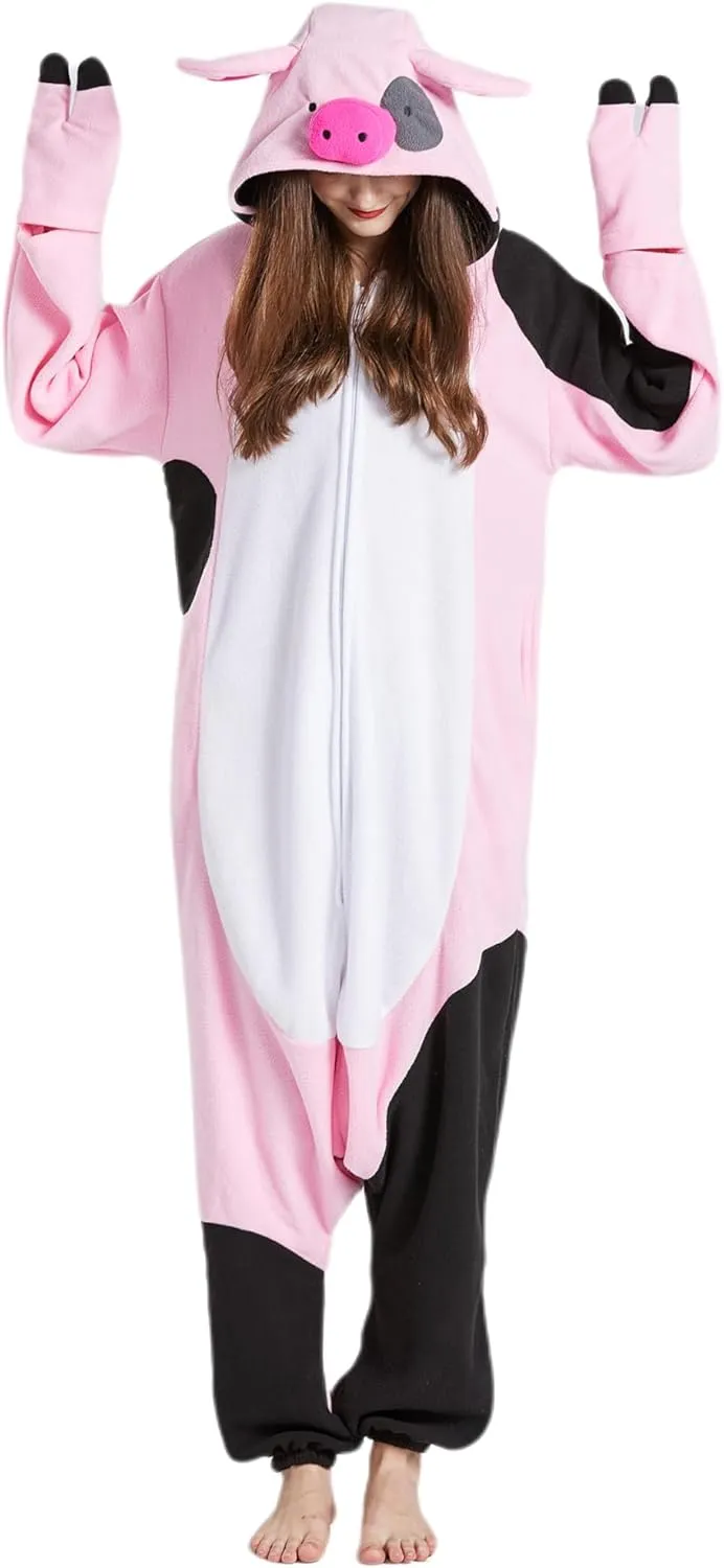 DELEY Unisex Kid Pig Onesie, One Piece Aniamal Pajamas, Halloween Cosplay Costume Homewear Jumpsuit